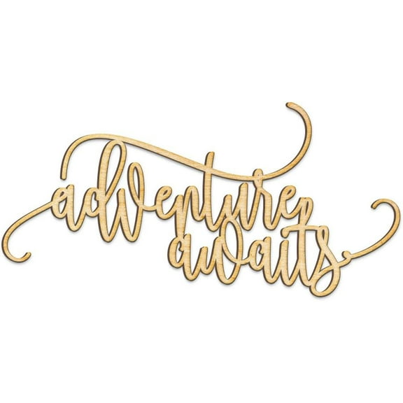 Adventure Awaits Wood Sign Home Décor Wall Art Unfinished 24" x 12"