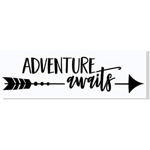 Adventure Awaits with Arrow Vinyl Lettering Art Wall Sticker Home Décor 36x10-Inch Black