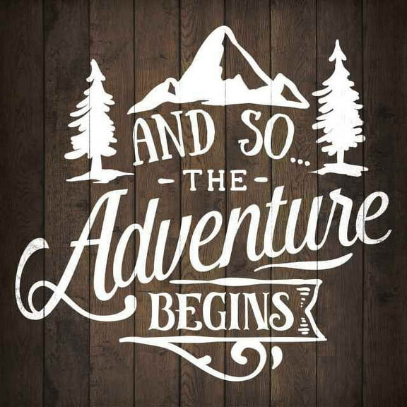 Adventure Begins Inpiration Camping Rustic Looking Wood Sign Wall Décor Gift 8 x 8 Wood Sign B3-08080061002