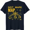 thumbnail image 1 of Adventure Black T-Shirt with Bold Yellow Spaceship & Planet Graphic 'NOT MAP MAP' Design, 1 of 5