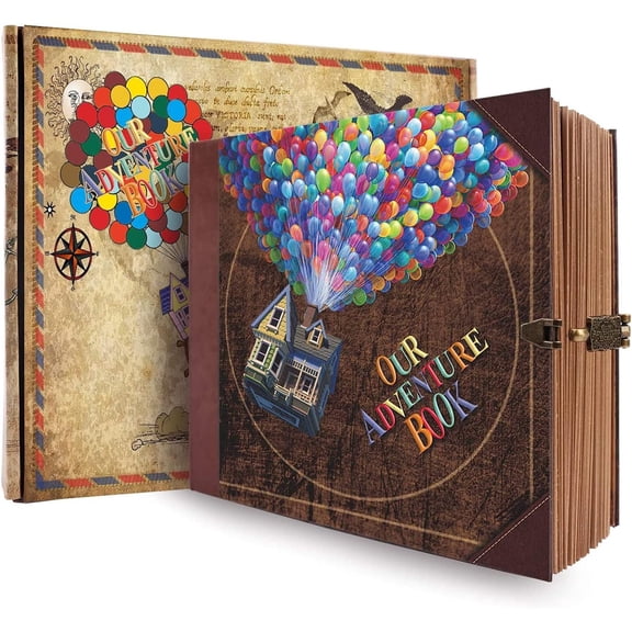 Our Adventure Book 146 Pages 8.9 * 7.7 Inch Scrapbook Photo Album,Retro Style Embossed Letter Cover Travel Diary Journal Scrap Book For Couples,Memory Book For Anniversary Wedding