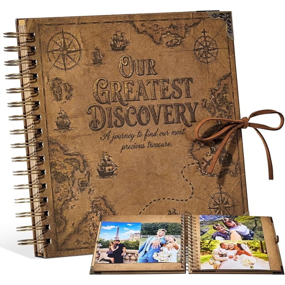 Adventure Book 8x8 Scrapbook Photo Album, Travel Diary with Metal Corner Protectors, 250 gsm Acid-Free Paper DIY Memory Book for Wedding Guestbook Anniversary, & Family Gifts