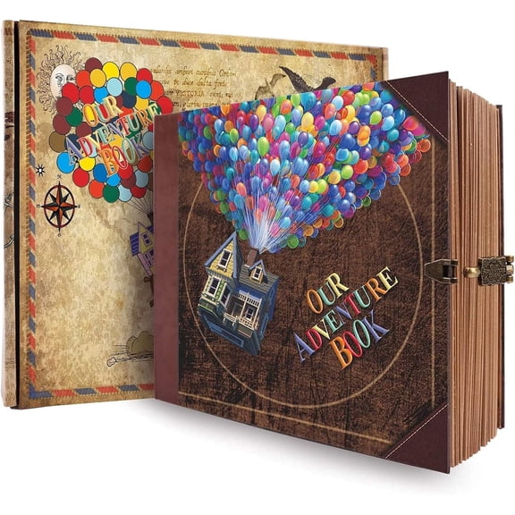 Our Adventure Book Scrapbook Photo Album,Retro Style Embossed Letter Cover Travel Diary Journal Scrap Book Kit For Couples,Memory Book For Anniversary Wedding