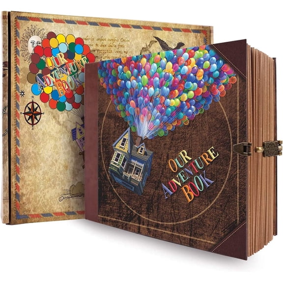 Our Adventure Book Scrapbook Photo Album Retro Style Embossed Letter Cover Travel Diary Journal Scrap Book Kit For Couples,Memory Book For Anniversary Wedding