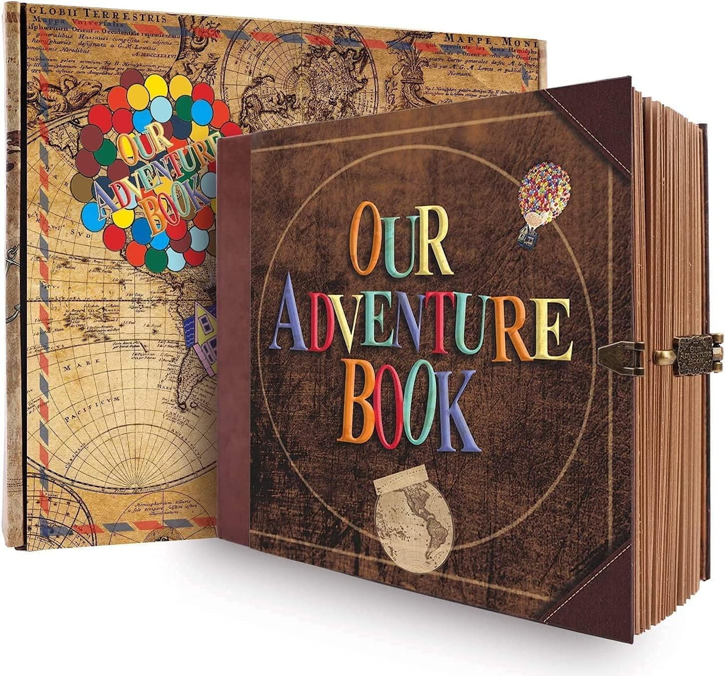Adventure Book Travel Diary & Scrapbook - Retro-Style Photo Album, Vintage Guestbook for DIY Memories, Anniversary, Wedding, Baby, Travel, or Valentine's Day Gift