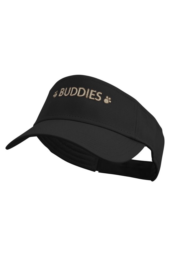 Adventure Buddies Phrase Embroidered Cotton Twill Sun Visor - Black OSFM
