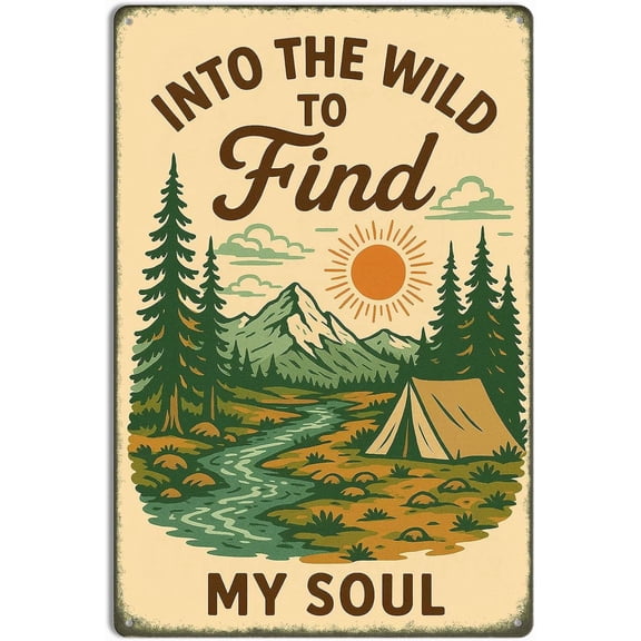 Adventure Camping Metal Tin Sign Rustic Camper Decor 8x12 Inch Wall Plaque
