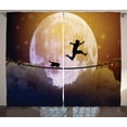 thumbnail image 1 of Ambesonne Adventure Curtains 2 Panel Set, Cat Silhouette Full Moon, 108" x 108", Multicolor, 1 of 3