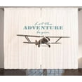 thumbnail image 1 of Ambesonne Adventure Curtains 2 Panel Set, Tropical Summer Plane, 108" x 90", Cream Turquoise Tan, 1 of 3