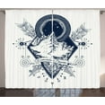 thumbnail image 1 of Ambesonne Adventure Curtains 2 Panel Set, Boho Mountains Arrows, 108" x 63", Dark Blue White, 1 of 3