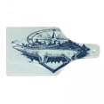 thumbnail image 1 of Adventure Cutting Board, Reindeer and Compass Travel Wilderness Forest Outdoors, Decorative Tempered Glass Cutting and Serving Board, Wine Bottle Shape, Dark Blue White, by Ambesonne, 1 of 1