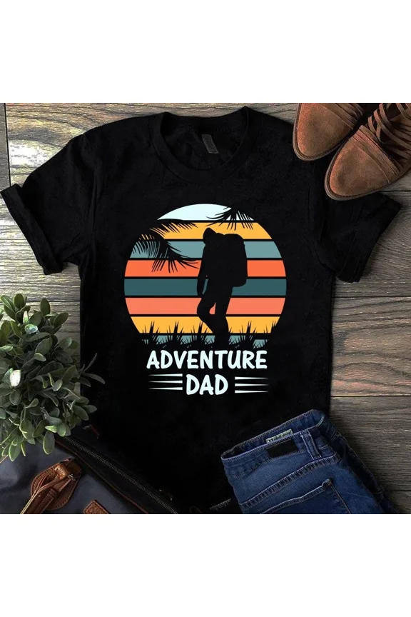 Adventure Dad Retro Outdoors Camping Trail Lover Gift Unisex T-Shirt, up to size 5XL
