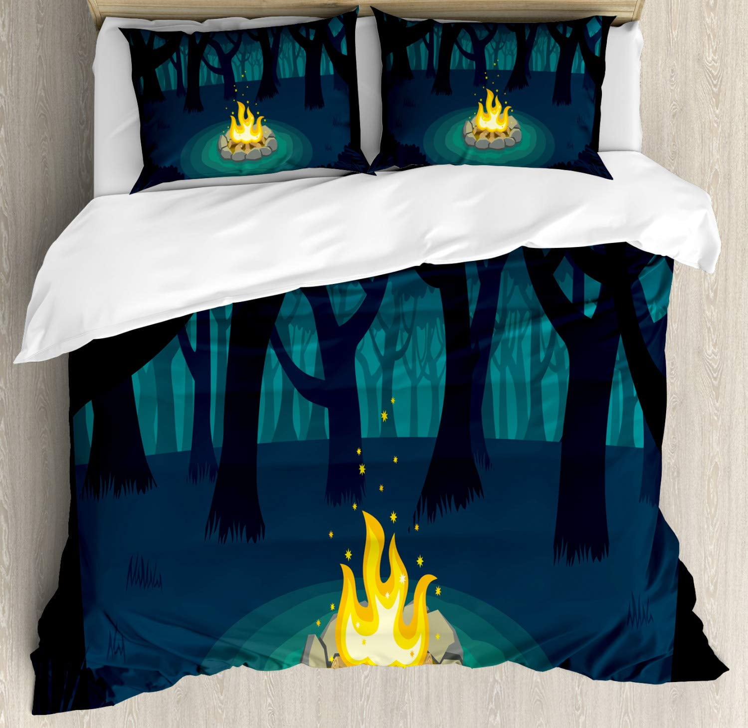 Adventure Duvet Cover Camping Equipment Sleeping Bag Boots Campfire