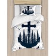 thumbnail image 1 of Adventure Duvet Cover Set, Anchor with a Words Hand Drawn Elements in an Inspirational Style Print, Decorative 2 Piece Bedding Set with 1 Pillow Shams, Twin Size, Indigo, by Ambesonne, 1 of 3