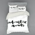 thumbnail image 1 of Adventure Duvet Cover Set, Inspirational Words About Life and Travel Adventure Never Stops Journey Theme, Bedding Set with Shams and Fitted Sheet, 3 Sizes, by Ambesonne, 1 of 3