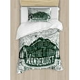 thumbnail image 1 of Adventure Duvet Cover Set, Journey and Exploration Themed Follow Your Dream Words Wanderlust Abstract, Decorative 2 Piece Bedding Set with 1 Pillow Shams, Twin Size, Dark Green White, by Ambesonne, 1 of 3