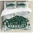 thumbnail image 1 of Adventure Duvet Cover Set, Journey and Exploration Themed Follow Your Dream Words Wanderlust Abstract, Decorative 3 Piece Bedding Set with 2 Pillow Shams, Calking Size, Dark Green White, by Ambesonne, 1 of 3