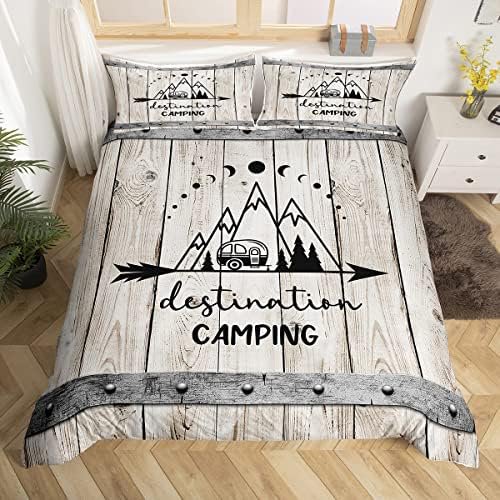 Adventure Duvet Cover Set King Size Camper RV Trailer Decor Bedding Set