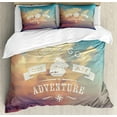 thumbnail image 1 of Adventure Duvet Cover Set, Open Sky with Sublime Cloud Words Lets Go on an Adventure Print, Decorative 3 Piece Bedding Set with 2 Pillow Shams, Calking Size, Sky Blue Cream, by Ambesonne, 1 of 3