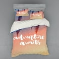 thumbnail image 1 of Adventure Duvet Cover Set, Summer Interpretation of Modern Typographic Message on Soft Ombre Background, Bedding Set with Shams and Fitted Sheet, 3 Sizes, by Ambesonne, 1 of 3