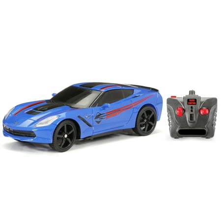 Adventure Force (1:24) Chevrolet Corvette C7 Battery Remote Control Blue Sports Car, 2423-1B3 Child