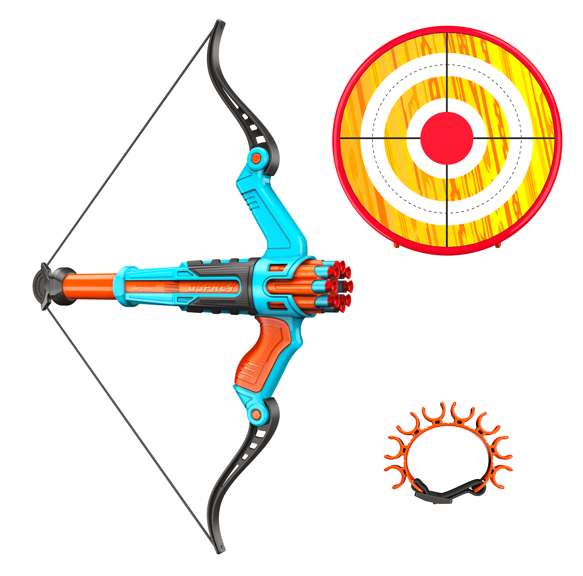 Adventure Force Archery Roleplay Set Dart Bow & Target Set 11 Piece Set: Foam Dart Bow, 8 Universal Suction Cup Darts, 12in Plastic Target, Wrist Dart Holder, 8+