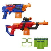 Adventure Force Arsenal X Dart Blaster Set, Bolt-Action and Top Slide Prime, 2 Blasters with 25 Accu-Blast Darts, Flip Clip, Detachable Scope, Compatible with Standard Nerf Blasters, Age 8+