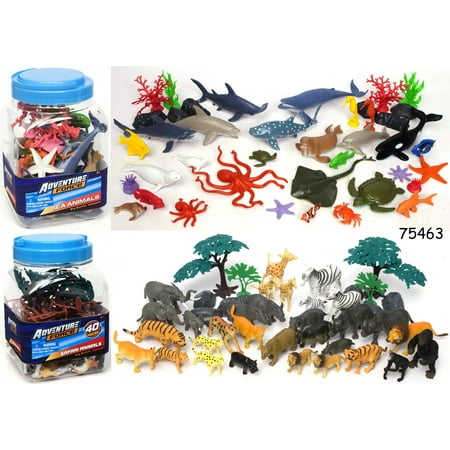 Adventure Force Big Bucket of Sea Animals or Safari Animals, 40-Piece (Style May Vary)