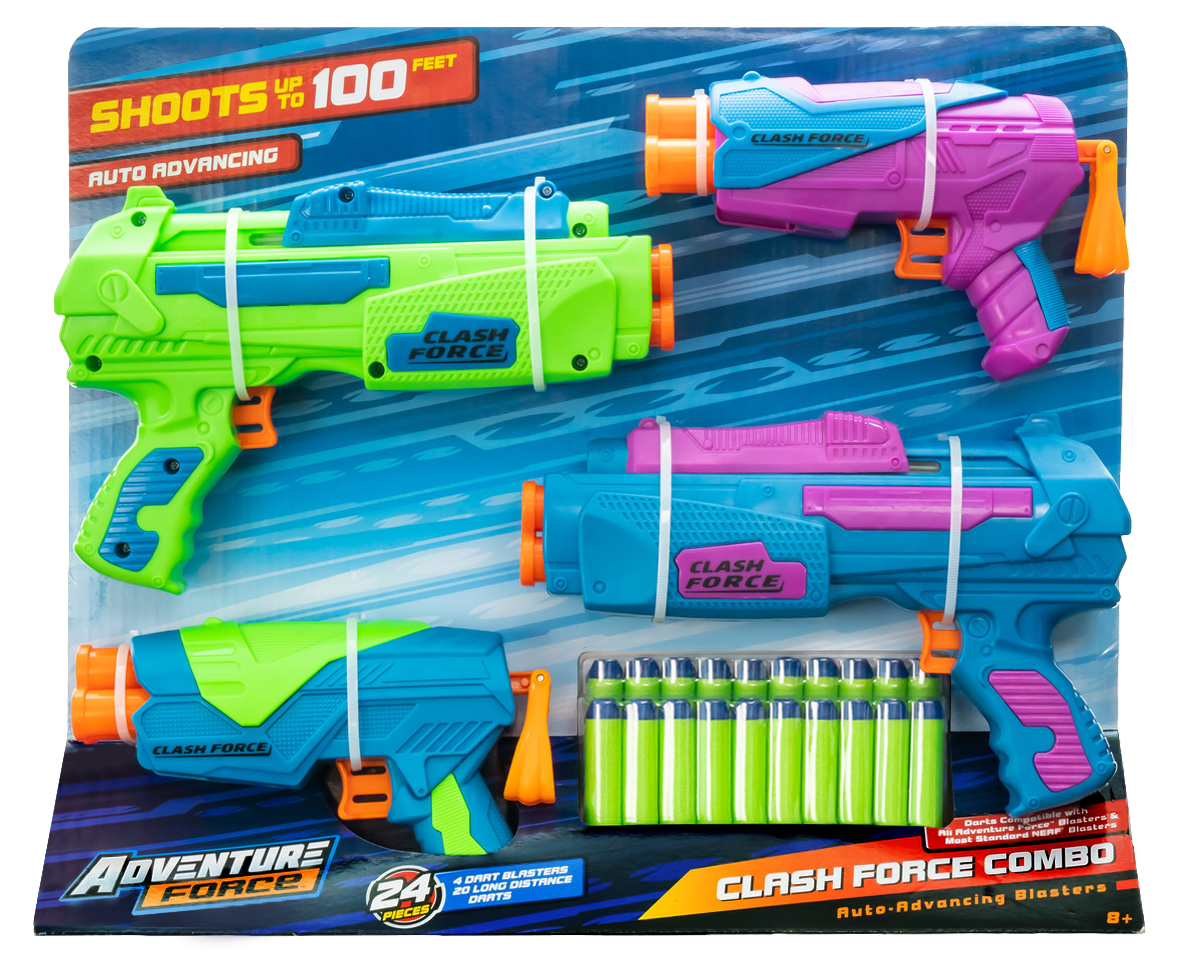 (2 pack) Adventure Force Clash Force Combo 4 Pack Dart Blaster Set, 24