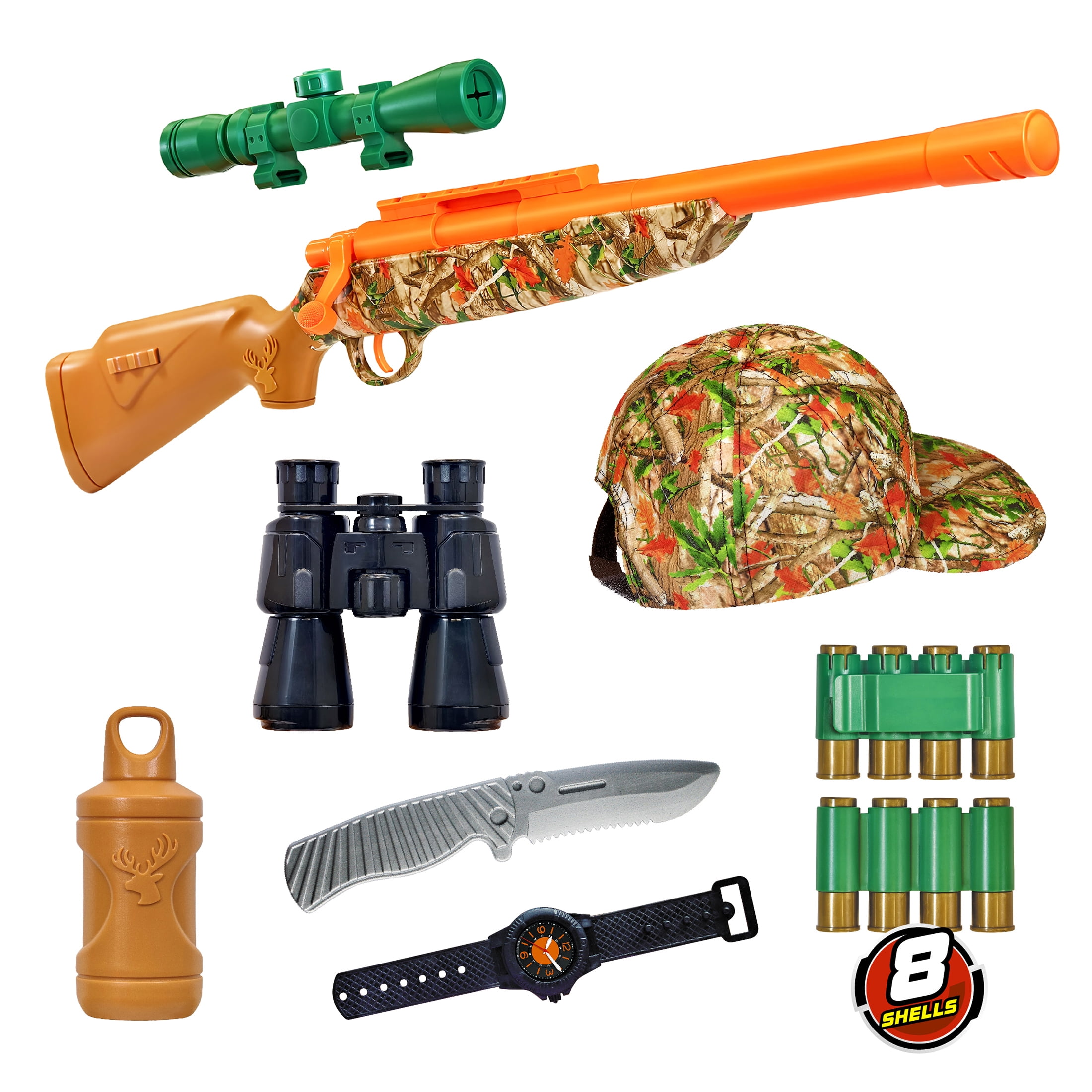 Adventure Force Deep Woods Hunter, Hunting Rifle 18 Piece Set, Fun for Outdoor & Indoor Blaster, 5+.