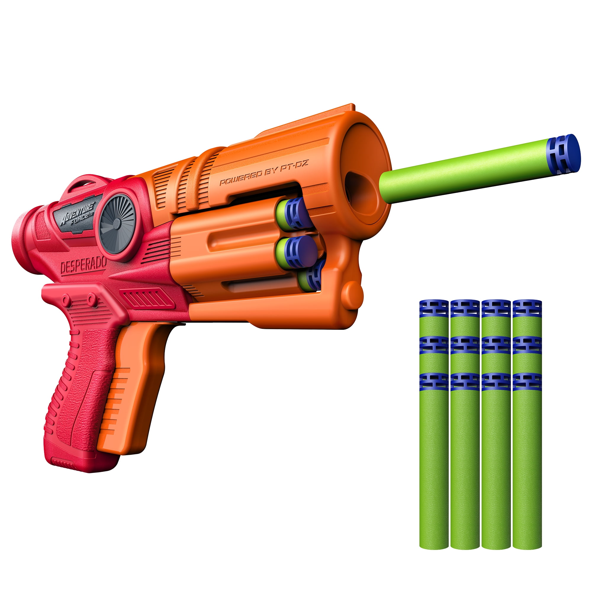 Adventure Force Desperado Foam Dart Blaster, Double-Action and Slamfire with 12 Waffle Tip Darts Compatible with Most Standard Full-Length NERF Elite and XShot Dart Blasters, 8+