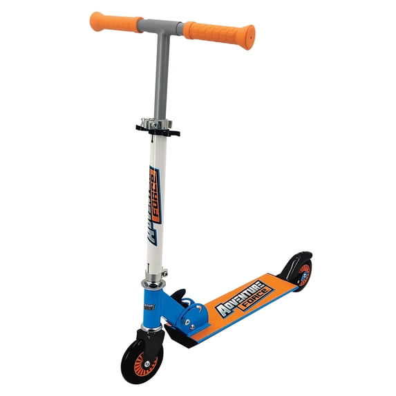 Adventure Force Folding Kids Scooter - Blue and Orange 100mm Wheels - 110 lbs Max Weight - 3+ Unisex