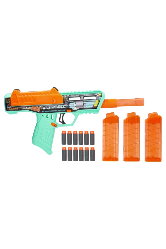 Brute Pro Ultimate Clip-Fed Slamfire Foam Dart Blaster, 17 Pieces