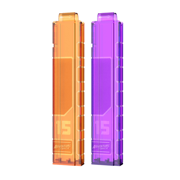Adventure Force Tactical Strike Half-Length Pro 15-Round Ammo Clips 2-pack, Compatible with Most Pro Blasters, 14+