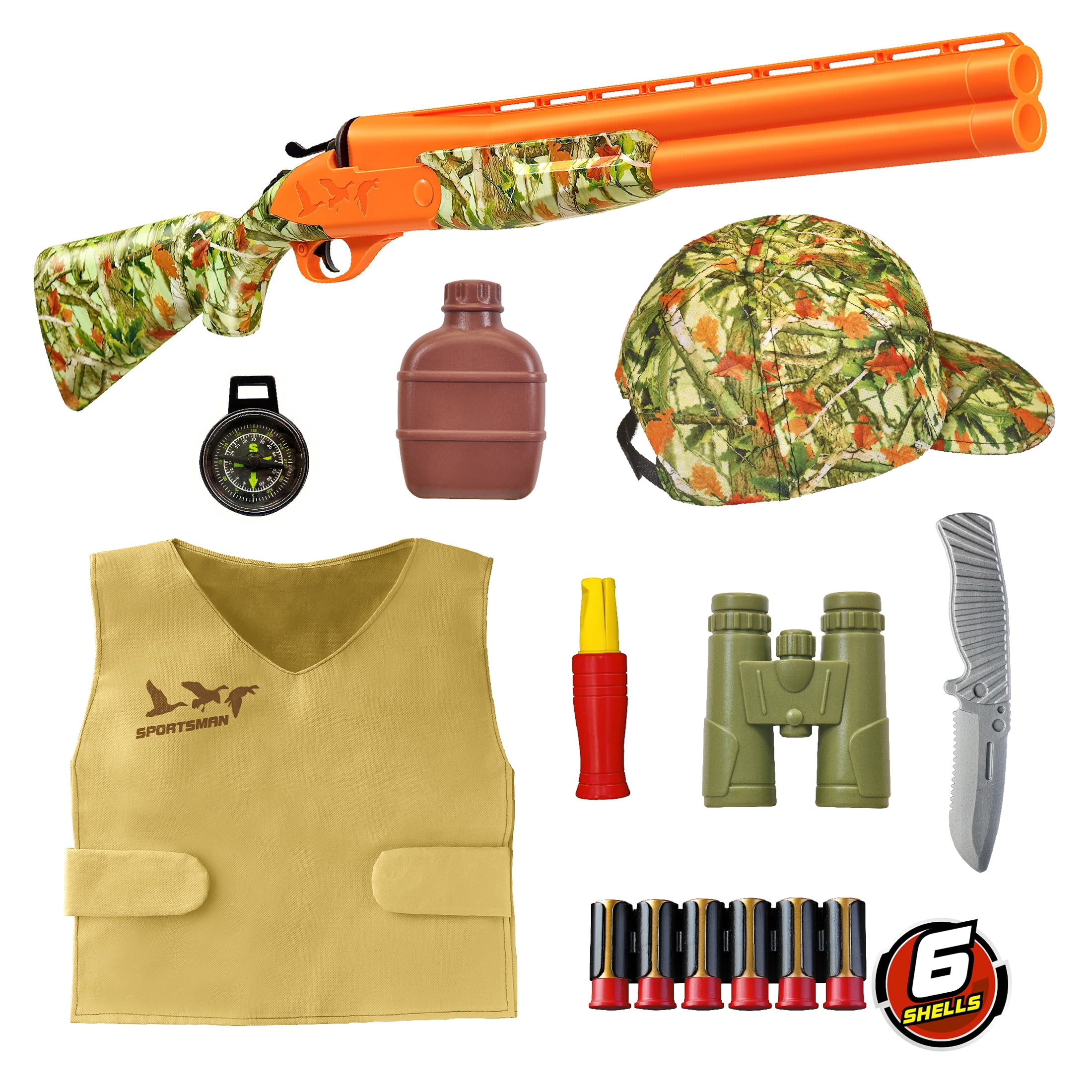 Adventure Force Wetlands Hunter Roleplay Toy Shotgun Set, Fun for Outdoor & Indoor Role Play, 15 pieces included, 5+