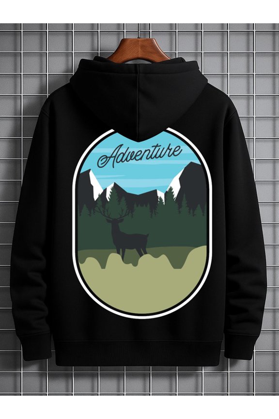 Adventure Forest Hoodie sweatshirt Camping men's machine washable black Winter wear, vintage style, comfortable fit, patterned sweatshirt, streetwear lovers funny beer Retro Unisex hoodie