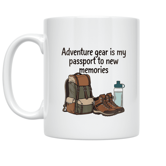 Adventure Gear Is My Passport to New Memories - Outdoor Enthusiast - 11 oz Ceramic Coffee Mug