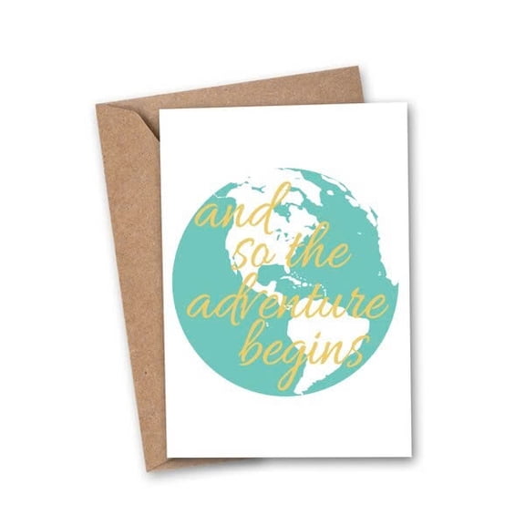 Adventure Greeting Card - "And So the Adventure Begins" Design - Perfect for Travel Lovers, Blank Inside with Envelope Included