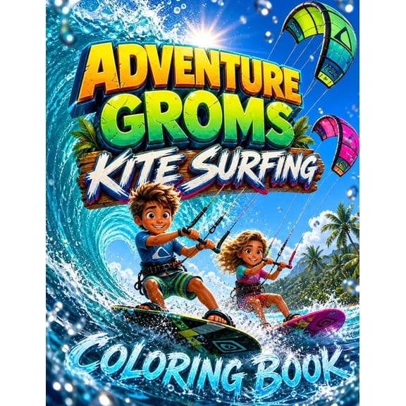 Adventure Groms Adventure Groms: Kitesurfing Coloring Book: 50 Pages of Kiteboarding, Big Airs, Beaches, Tropical Oceans, and Water Spor, Book 3, (Paperback)