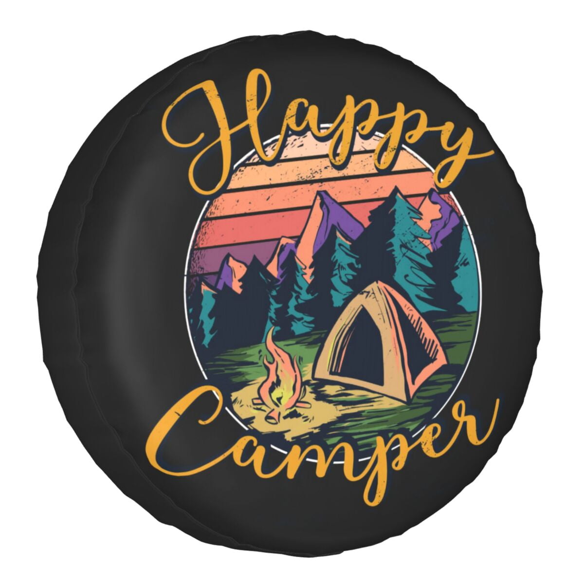 Adventure Happy Camper Hiking Spare Tire Cover for Mitsubishi Pajero