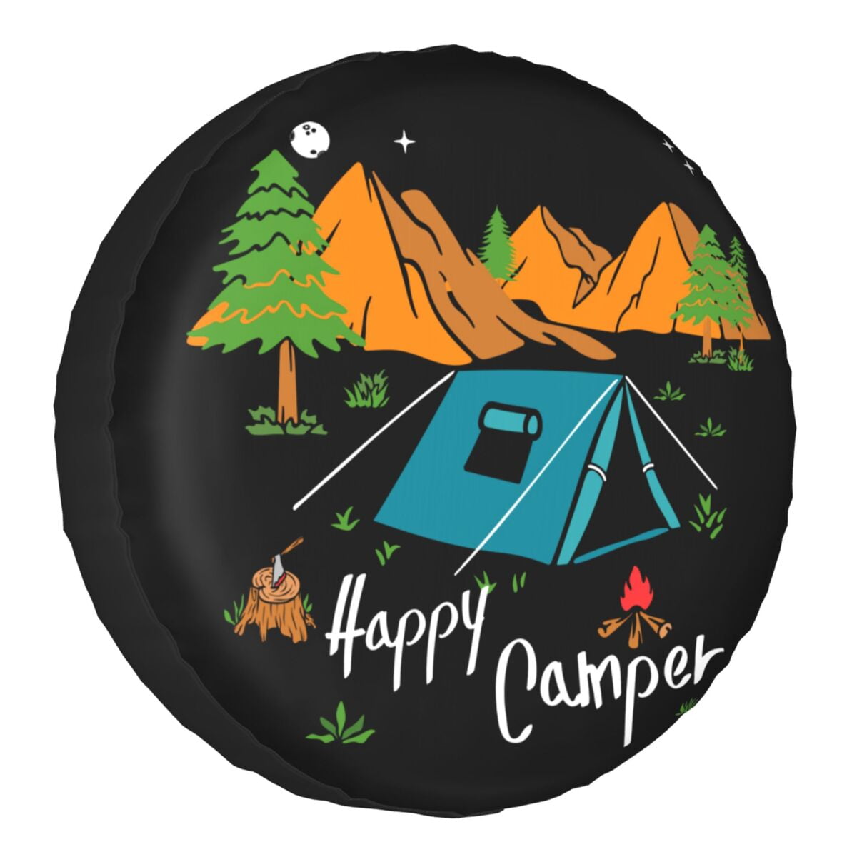 Adventure Happy Camper Hiking Spare Tire Cover for Mitsubishi Pajero