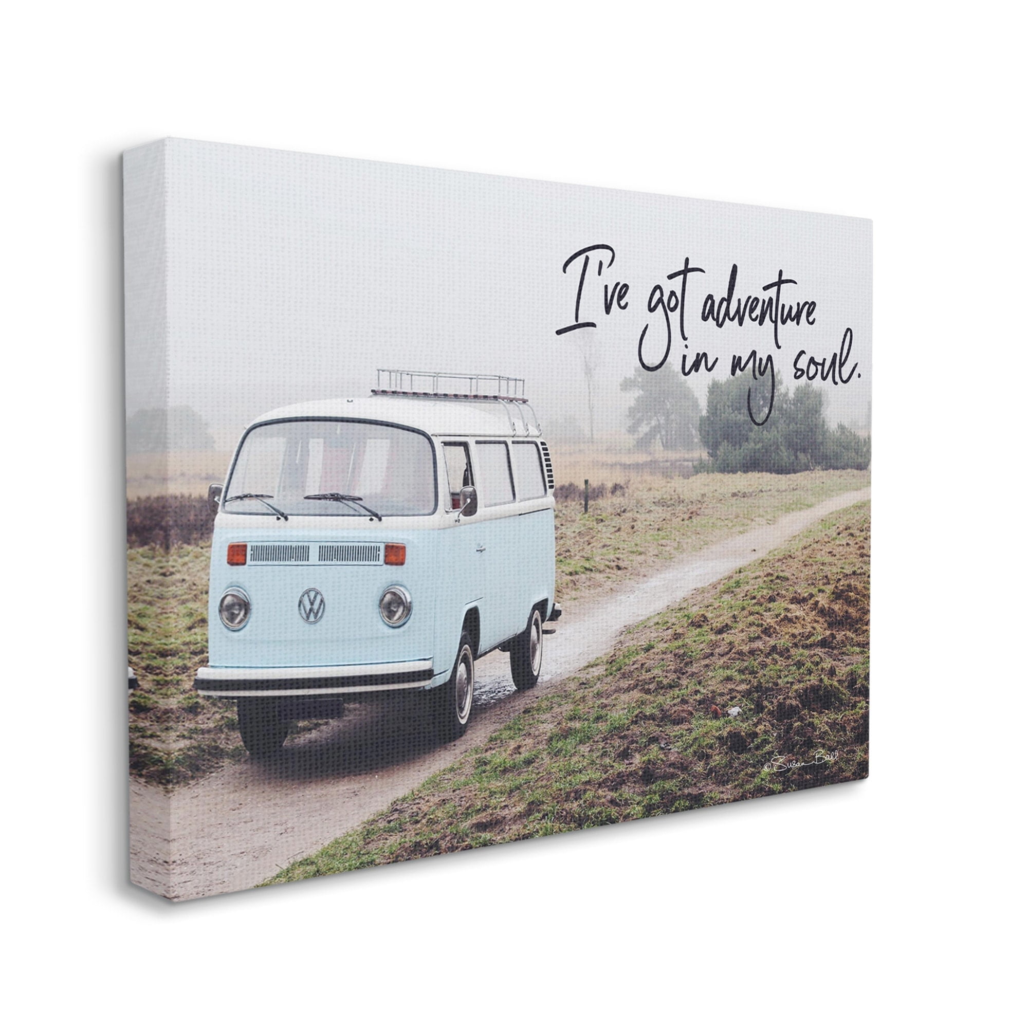 Stupell Industries Adventure In My Soul Phrase Retro Bus Road,36 x 48,Designed by Susan Ball