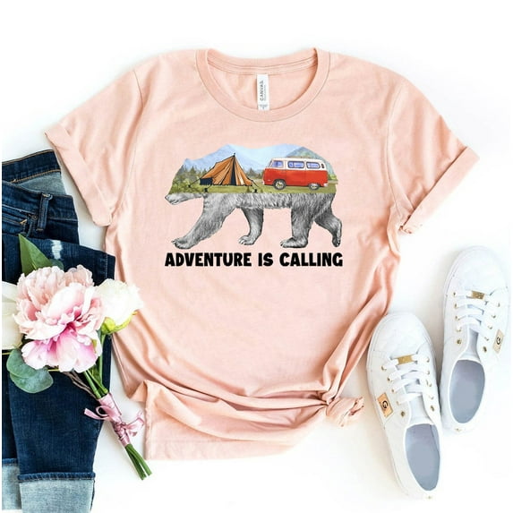 Adventure Is Calling T-shirt Camping Shirt Travel Gift Hiking Tee Nature Lover Top Vacation Shirts Outdoors Mountain Outdoor Wild Camp