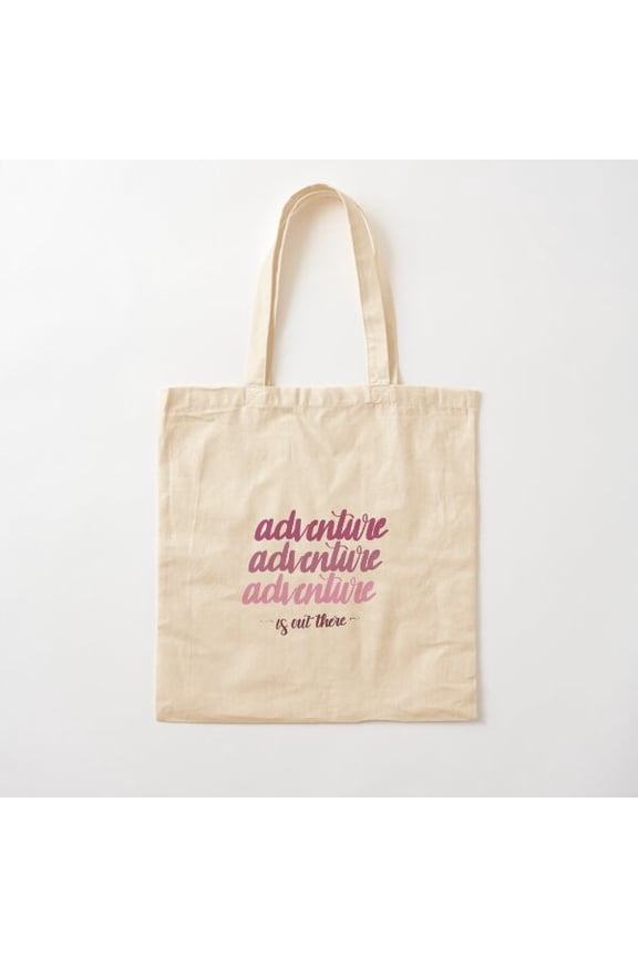 Adventure Is Out There, Pink Retro Design Canvas Tote Bags, Reusable Shopping Bag