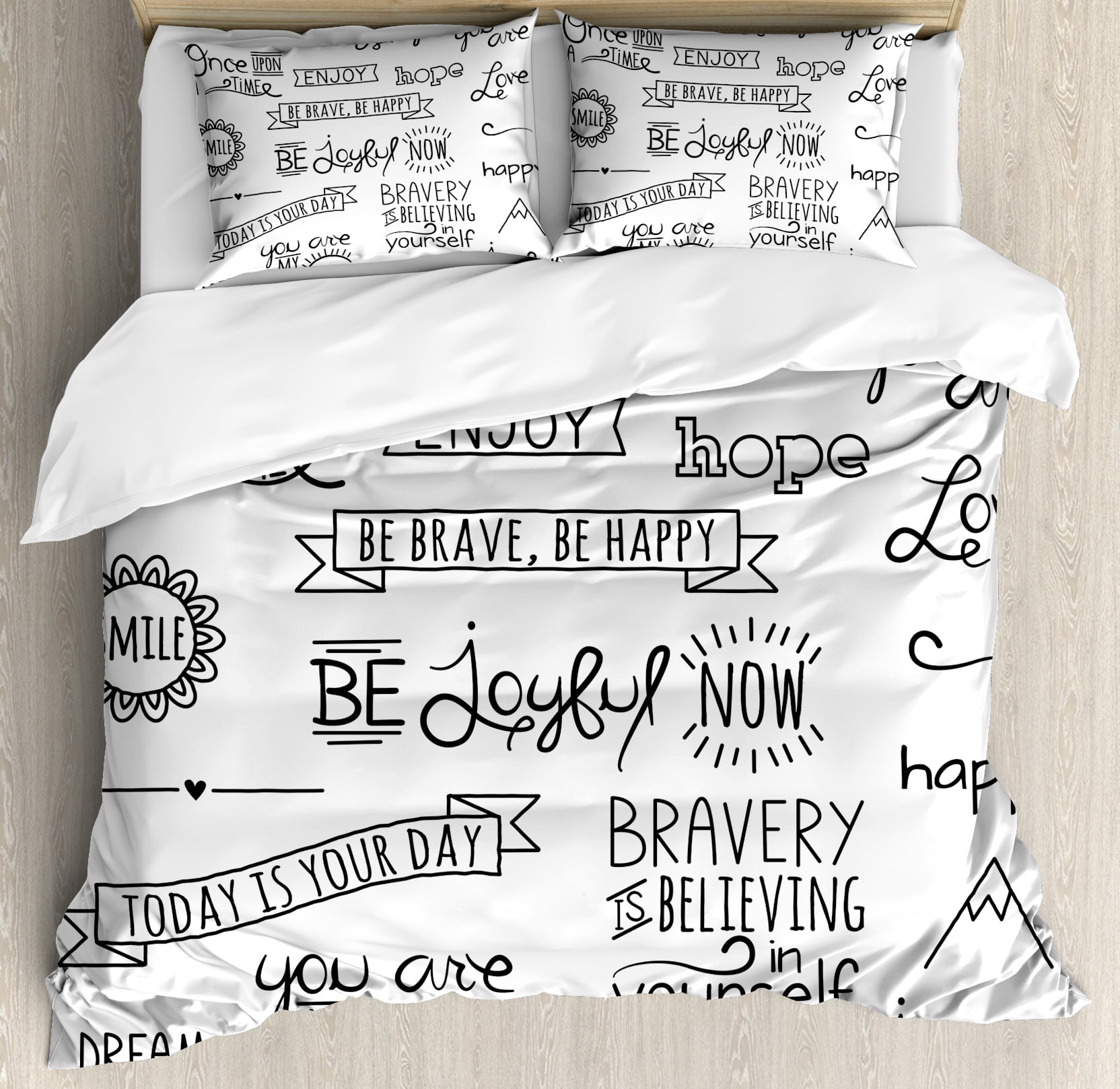 King Size Black and White Microfiber Duvet Cover Set