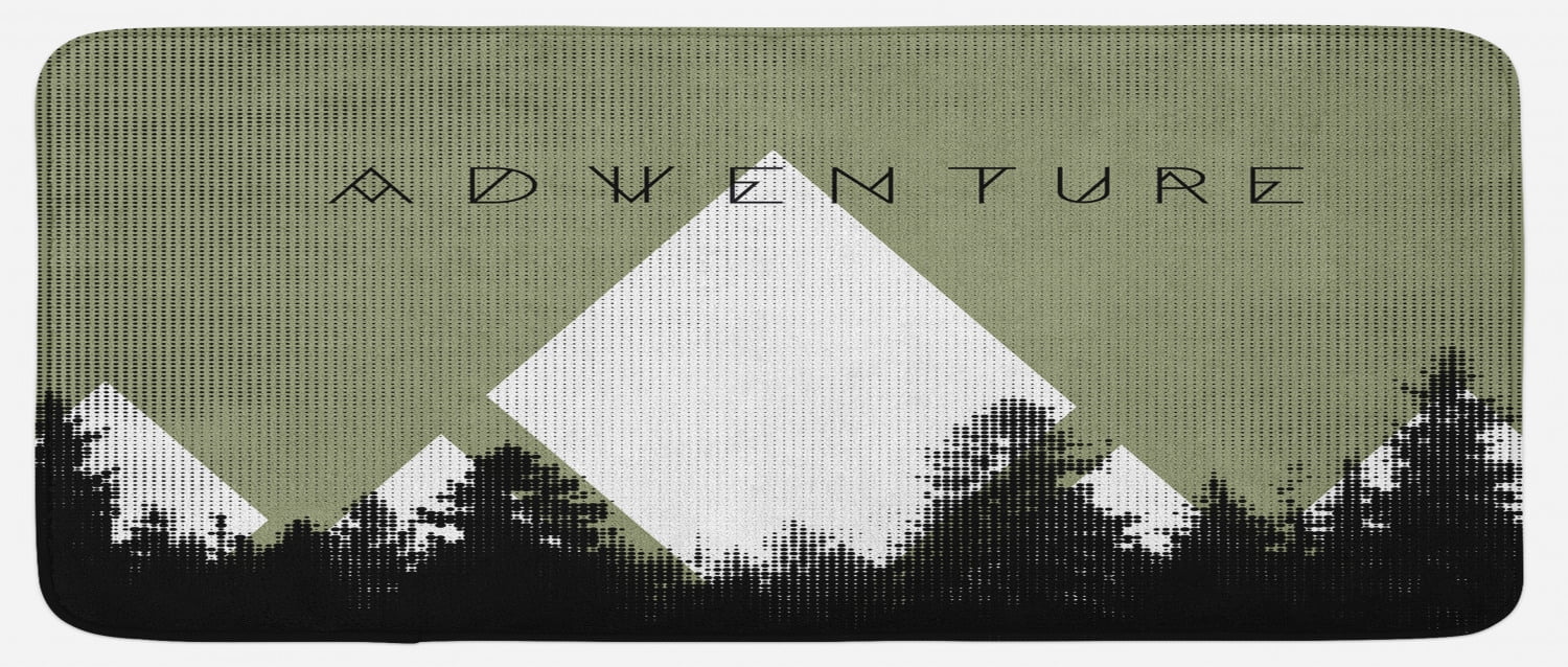 Adventure Kitchen Mat, Forest Halftone Effect Hipster Typography ...