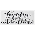 thumbnail image 1 of Adventure Kitchen Mat, Monochrome Words Hungry for Adventure Journey Challenge Hand Written Letters, Plush Decorative Kitchen Mat with Non Slip Backing, 47" X 19", Black White, by Ambesonne, 1 of 1