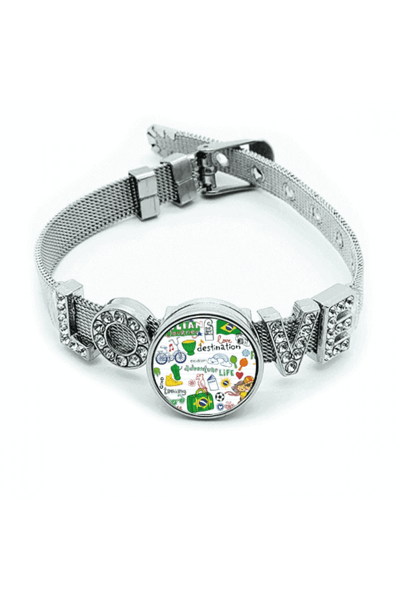 Adventure Life Brazil Journey Brazil Bracelet Wristband Crystal Love Adjustable Bangle