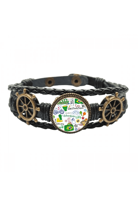Adventure Life Brazil Journey Brazil Leather Braided Ocean Bracelet Wristband