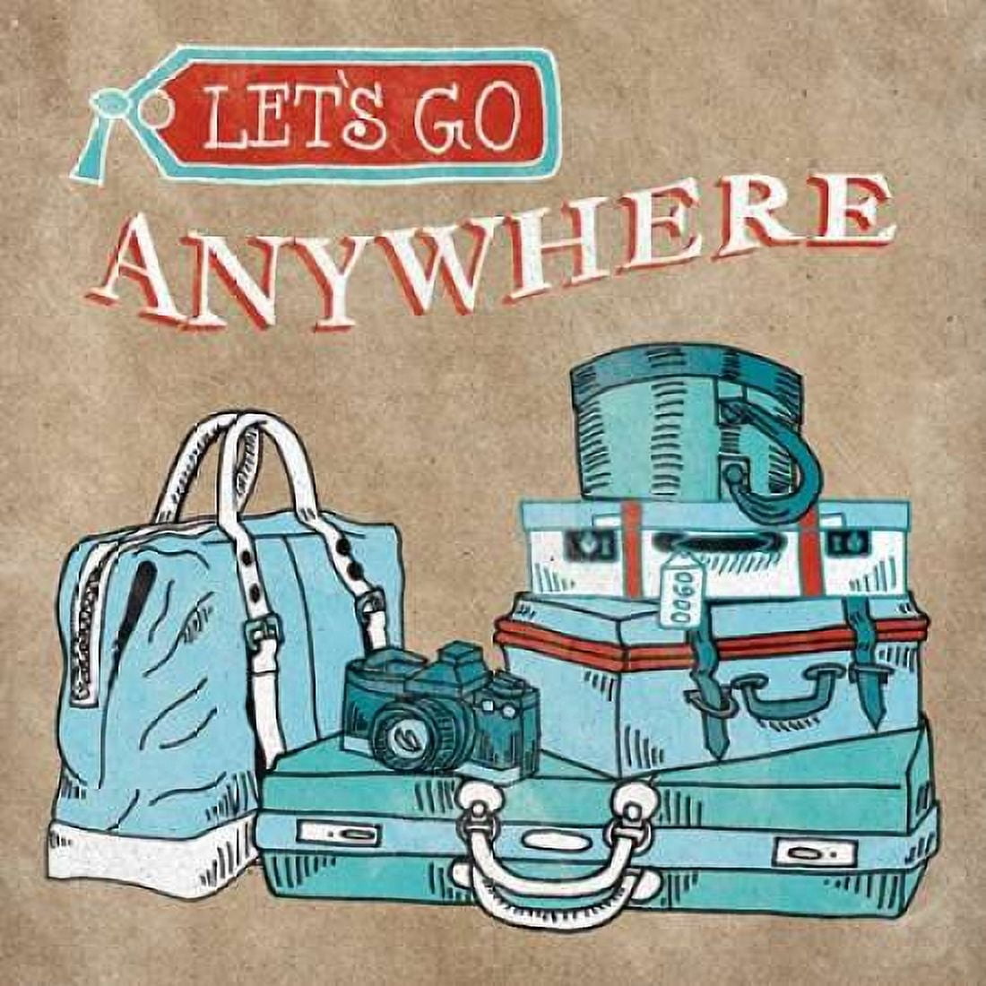Adventure Love Suitcase Taupe Canvas Art - Mary Urban (24 x 24)